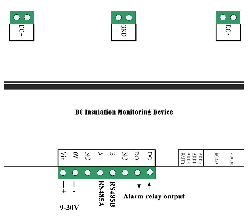 JY2000-AL Insulation Monitor Relay Typical wiring 