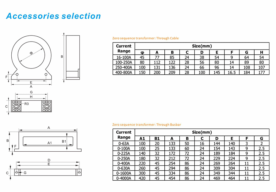 Accesseries selection of pr 260 motor protection relay