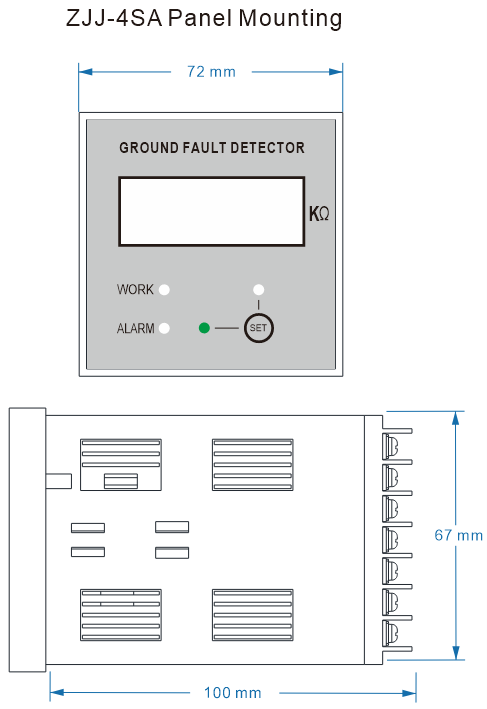  Dimension of ZJJ Series DC Ground Fault Detector Relay