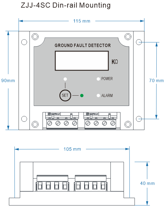  Dimension of ZJJ Series DC Ground Fault Detector Relay