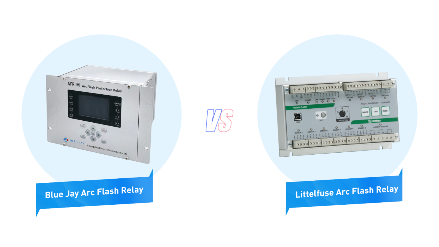 What is the difference between Blue Jay and Littelfuse Arc Flash Relay
