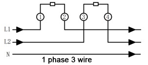 diagram of 1 phase 3 wire electric energy meter