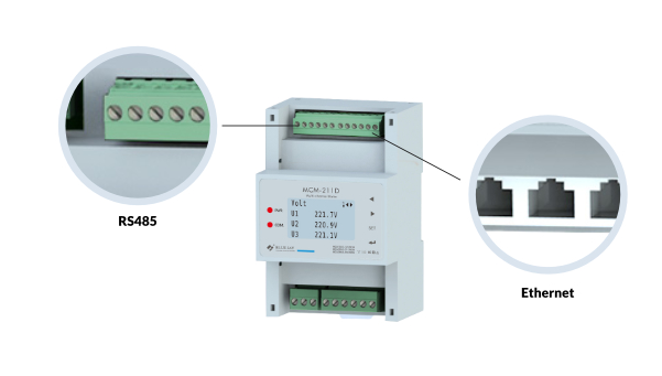 MCM211D multi-channel energy meter with rs485 or ethernet port