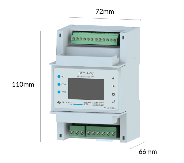 dimension of DEM-4MC din rail mounted energy meter