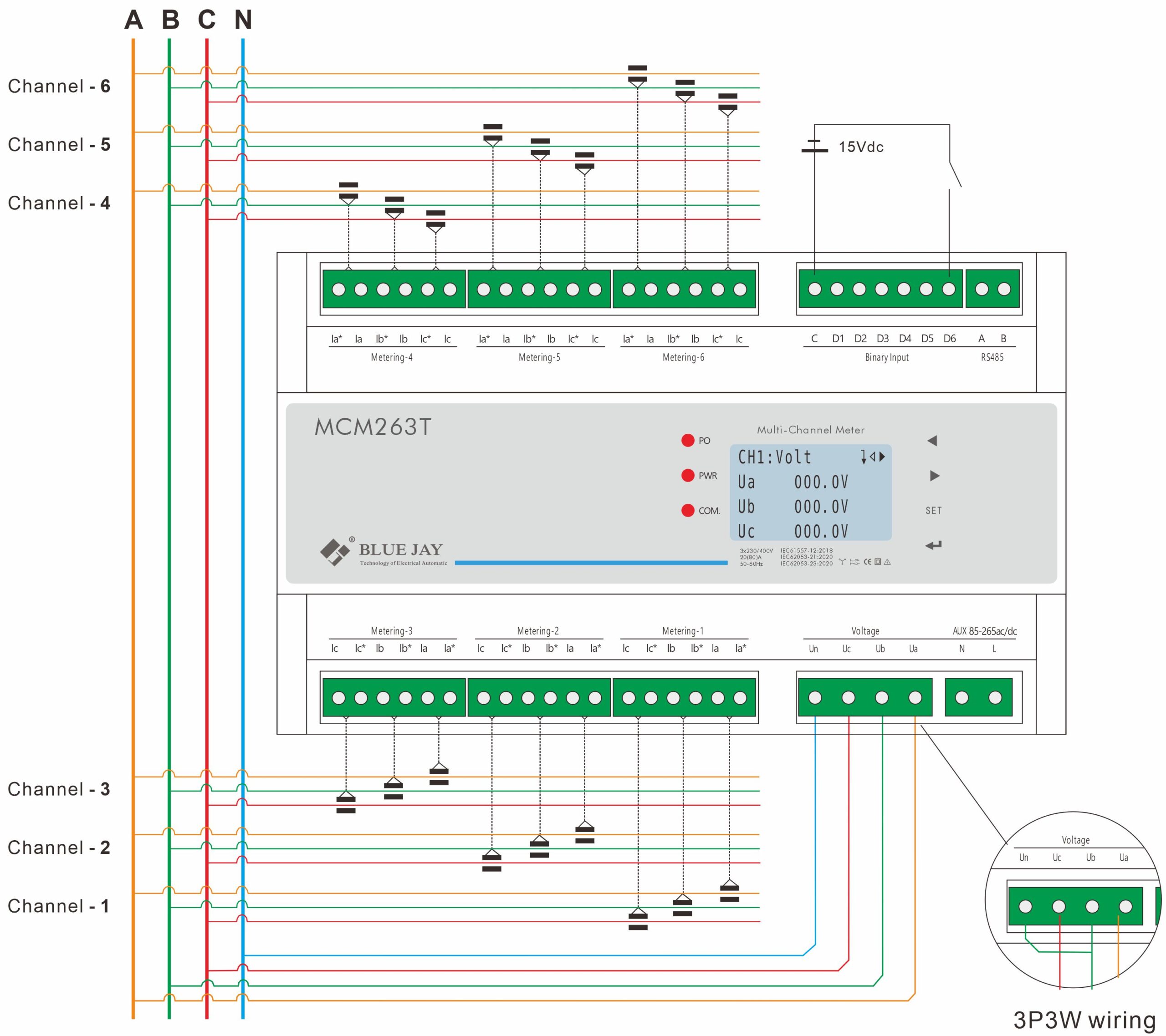 MCM263T Three-phases: 3P3W/3P4W (max 6 channels)