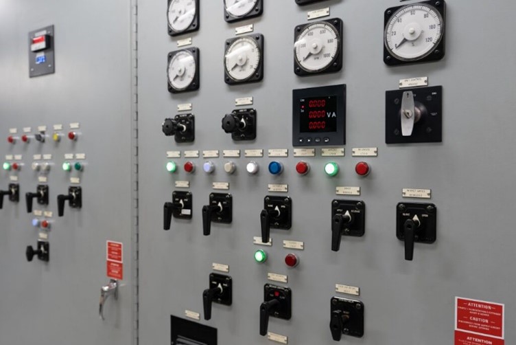 Digital panel meter in electrical panel