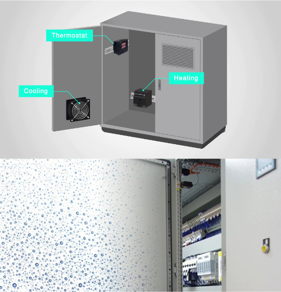 enclosure thermostat for tempearture and huimidity control