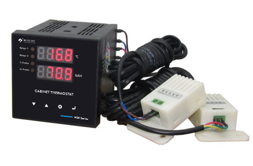digital cabinet thermostat with temperature and humidity sensor