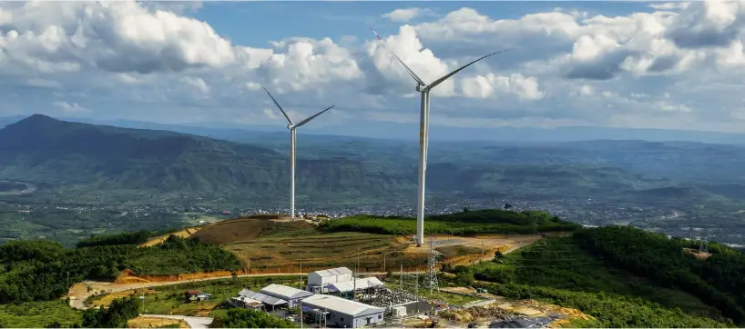 wind turbines in mountain